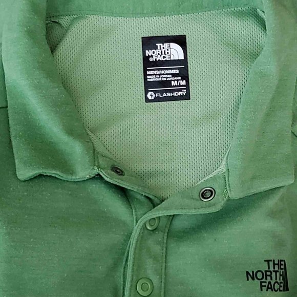 The North Face Flashdry Polo Shirt Green Men's Slim Fit Medium - Picture 2 of 2